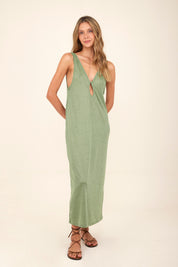 Green Slit Front Dress