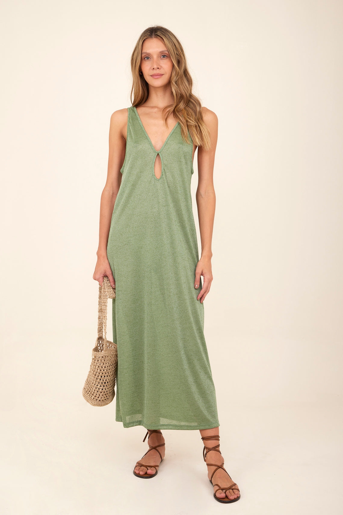 Green Slit Front Dress
