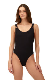 Textured Wave Black Tag One Piece