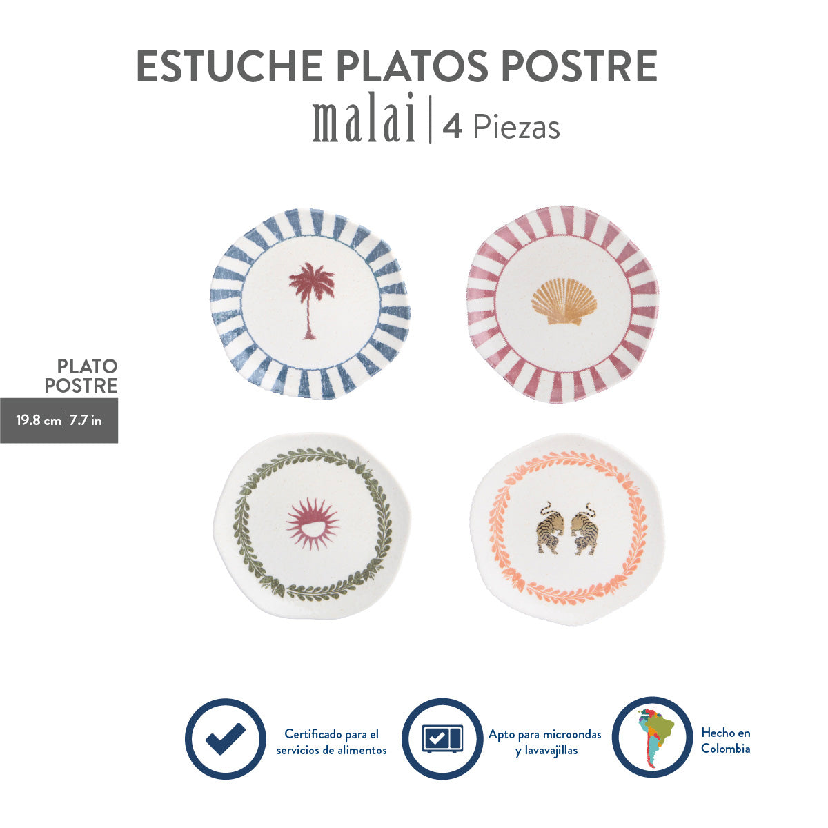 Set 4 Platos Postre Corona x Malai 19.8cm