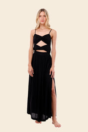Black Linen Wavelet Dress