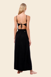 Black Linen Wavelet Dress