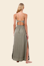 Serenity Green Linen Wavelet Dress