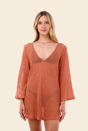 Salmon Mesh Malla Apogeo Dress