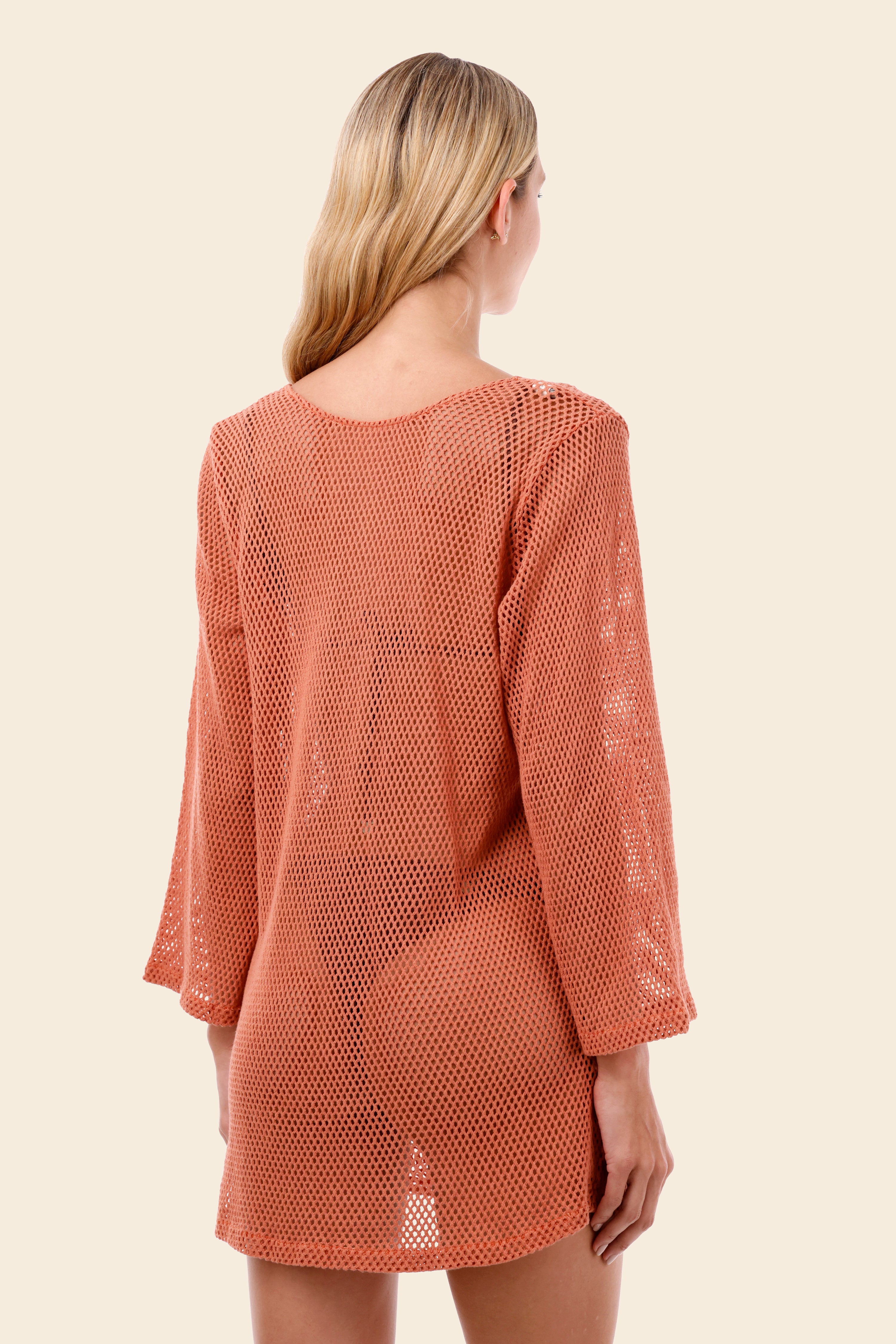 Salmon Mesh Malla Apogeo Dress