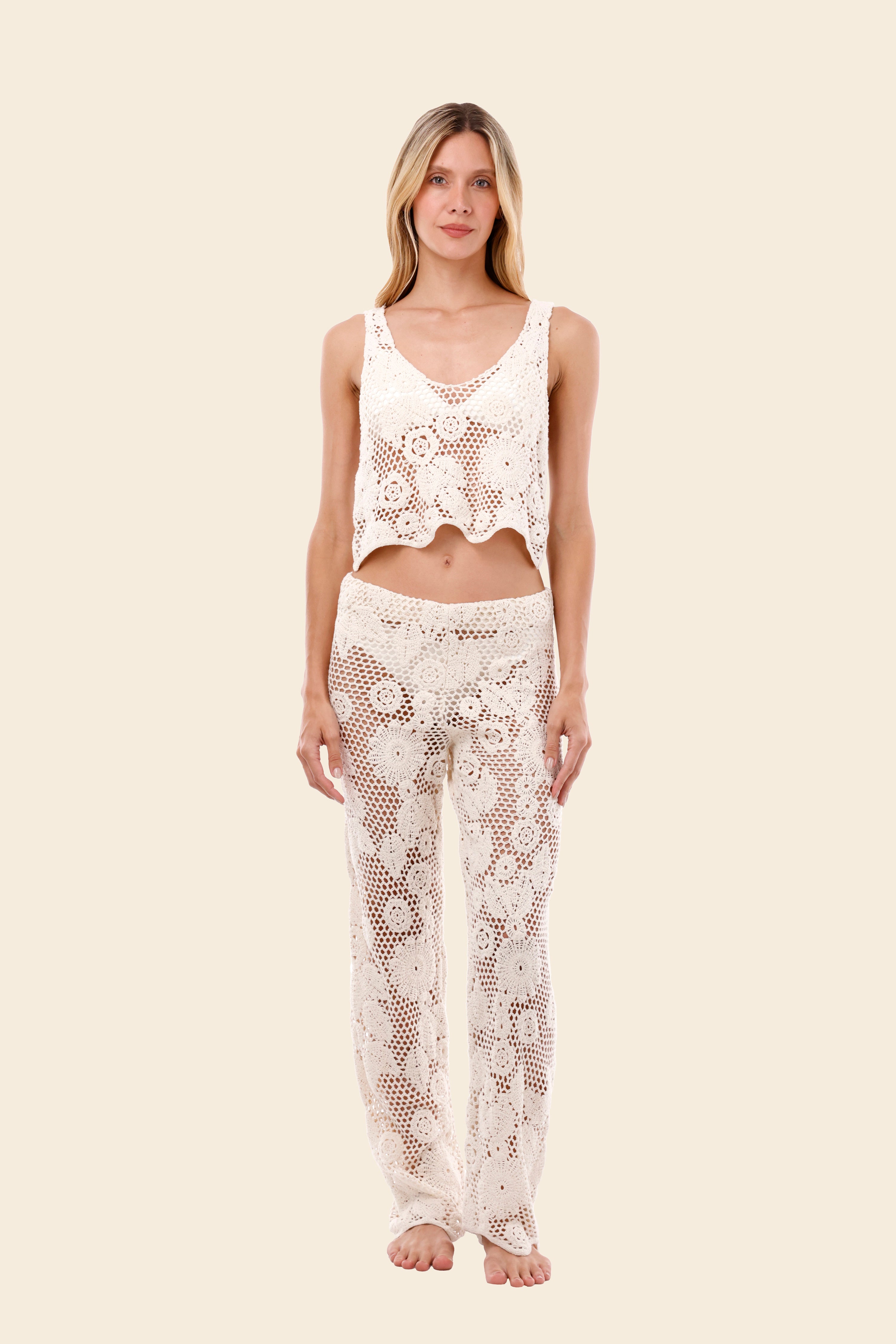 Ivory Crochet Icon Pant