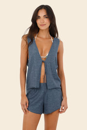 Textured Deep Blue Cove Short