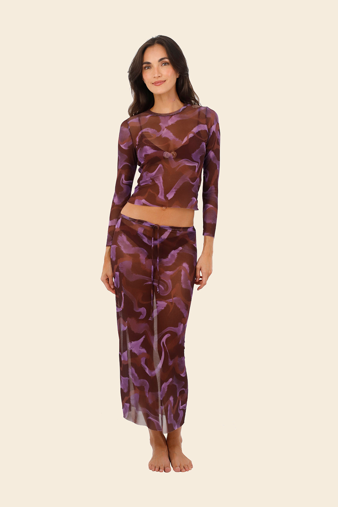 Brush Flame Sleek Mesh Top