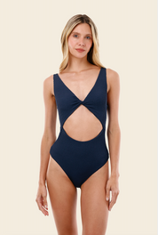 Textured Wave Deep Blue Twix One Piece