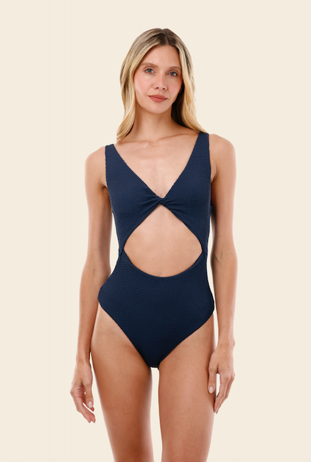 Textured Wave Deep Blue Twix One Piece
