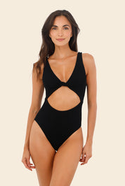 Textured Wave Black Twix One Piece