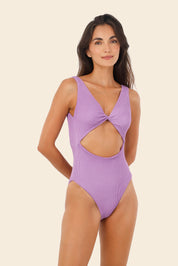 Textured Wave Flowing Orchid Twix One Piece