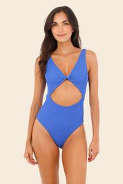 Textured Wave Sunny Blue Twix One Piece