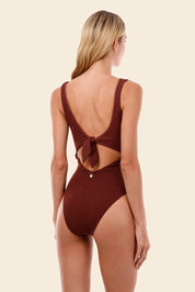 Textured Wave Barn Red Twix One Piece