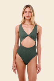 Textured Wave Serenity Green Twix One Piece