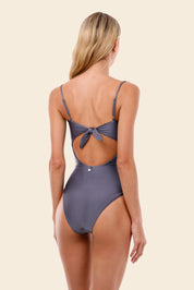 Gray Blue Wavelet One Piece