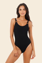 Textured Wave Black Tag One Piece