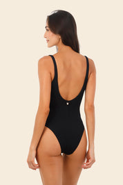 Textured Wave Black Tag One Piece