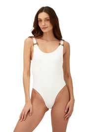Textured Wave White Tag One Piece