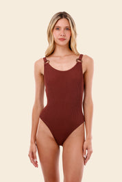 Textured Wave Barn Red Tag One Piece