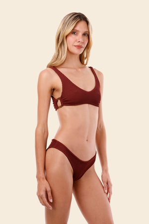 Textured Wave Barn Red Jazz Hop Top